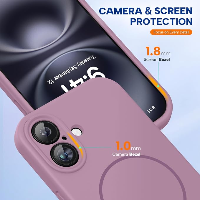 Miracase Silicone & Magnetic for iPhone 16 Case, Blackcurrant | Compatible with MagSafe, Anti-Scratch Microfiber Lining, Liquid Silicone Case Shockproof Drop Protection Phone Case for 16 - Image 4