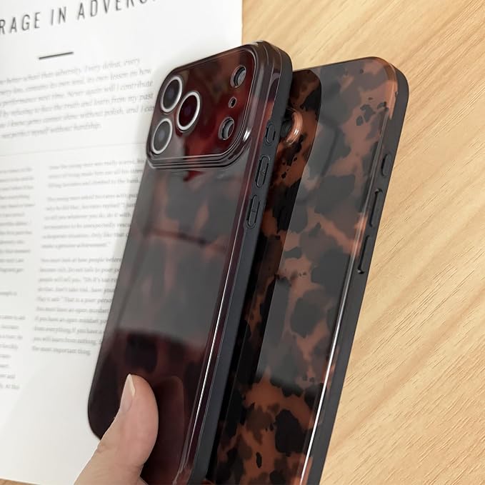 Cute Phone Case for iPhone 16 Plus Case Cheetah Leopard Print | Amber Tortoiseshell Pattern,Full Camera Protective,Slim Shockproof TPU,Aesthetic Girly Glossy Cover for Women Men-Brown - Image 5