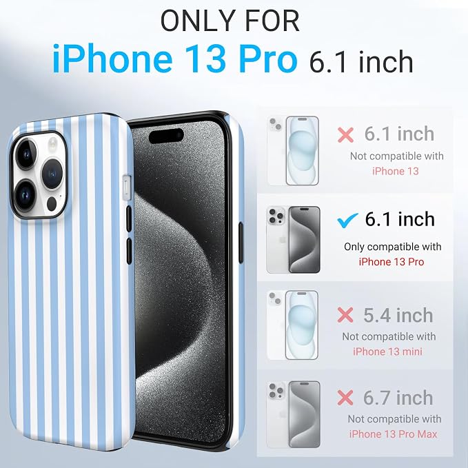 TPU Phone Case for iPhone 13 Pro, MagSafe Wireless Charging Compatible, Shockproof Slim Fit Protective Cover with Anti-Yellowing & Raised Camera Protection (Blue Stripe, iPhone 13 Pro) - Image 2