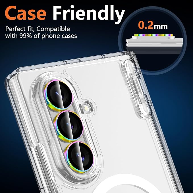 for Samsung Galaxy Z Fold 8 Ultra Camera Lens Protector, Individual Metal Ring Tempered Glass Lens Cover, [Strong Adsorption] Scratch Resistant Ultra-Thin HD Clear Lens Cover, 1 Set-Colorful Ring - Image 6