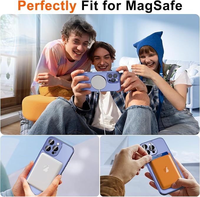 for iPhone 16 Pro Case with Privacy Screen Protector, Light Blue | Full Camera Protection, Matte Translucent, Magnetic, Compatible with MagSafe, Shockproof Phone Cover for iPhone 16 Pro - Image 4