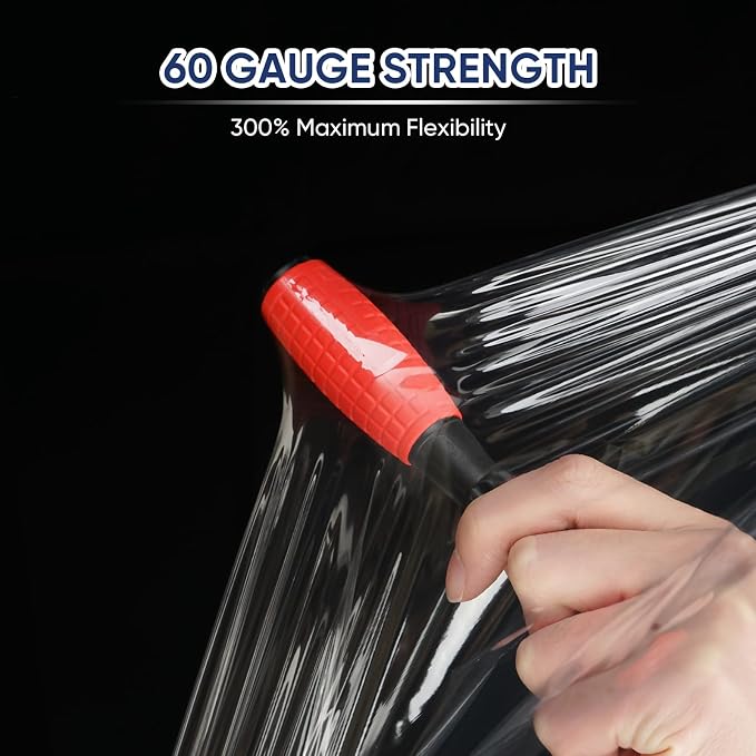 TICONN 2Pk Stretch Wrap Stretch Film Roll, 1000ft Industrial Strength 15 inch Wide Clear Plastic Wrap with Handles for Pallet Wrapping Shipping Moving - Image 3