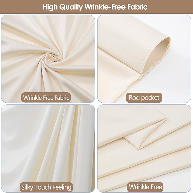20x10ft Wrinkle Free Ivory Backdrop Curtain for Parties Soft Fabric Drapes Wedding Ivory Curtain Backdrop for Birthday Party Decorations Background for Photography 5x10ft,4 Panels - Image 4