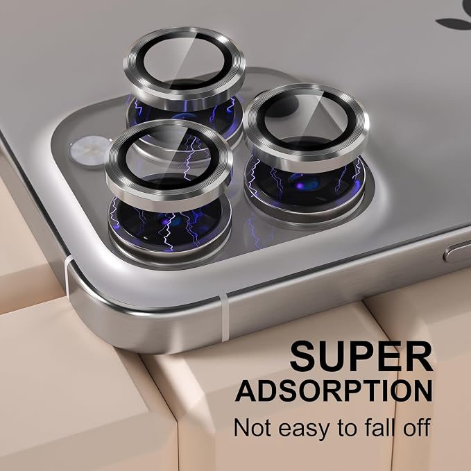 Misea Compatible for iPhone 16 Pro/iPhone 16 Pro Max Camera Lens Protector | 9H Tempered Glass Ultra HD Bling Camera Screen Protector Cover Metal Individual Ring Accessories, Natural Titanium - Image 6