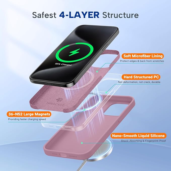 miracase Magnetic for iPhone 15 Pro Max Case, [Soft Anti-Scratch Microfiber Lining], Compatible with MagSafe, Liquid Silicone Case Shockproof Drop Protection Phone Case for 15 ProMax, Blackcurrant - Image 3