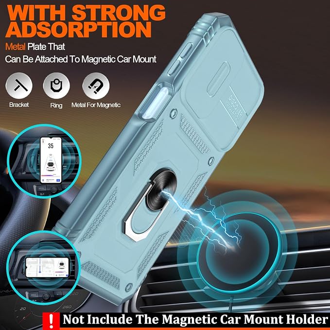 Gritup for Galaxy A23 5G Case Military-Grade Shockproof with Kickstand | (   ) with 2 PCS Screen Protector, Slide Camera Cover, Heavy Duty Funda para A 23 5G Cover, Green - Image 6