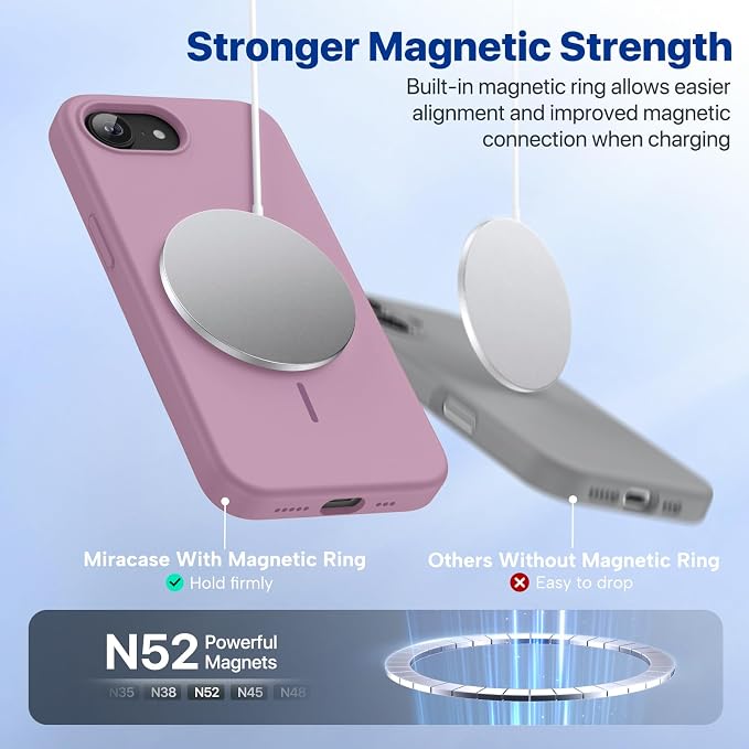miracase Magnetic for iPhone 17e Case & iPhone 16e Case, [Soft Anti-Scratch Microfiber Lining], Compatible with MagSafe, Silicone Shockproof Protection Phone Case for iPhone 17e/16e, Blackcurrant - Image 5