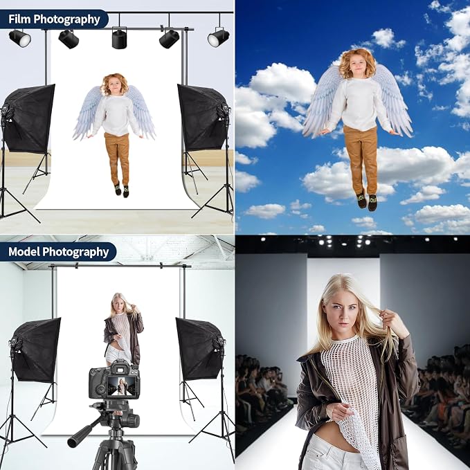 White Photo Backdrop for Photoshoot Solid Color Background 8x10 ft | Photography Studio Photobooth Curtain for Headshot, Homestudio, Portrait, Video, Meeting, Easy to Install, Washable Fabric - Image 3