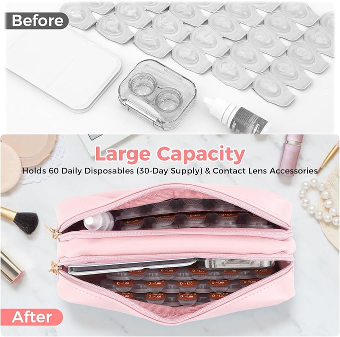 Daily Contact Lens Organizer Case – Waterproof Contact Lens Case for Travel or Home, Portable Contact Case with Clearly Labeled R & L for Disposable Lenses, Holds Up to 60 Disposable Lenses - Image 4