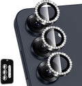 for Samsung Galaxy S25 Plus Camera Lens Protector, Individual Metal Ring Tempered Glass Lens Cover, [Strong Adsorption] Scratch Resistant Ultra-Thin HD Clear Lens Cover, 1 Set-Black Diamond by Btscase