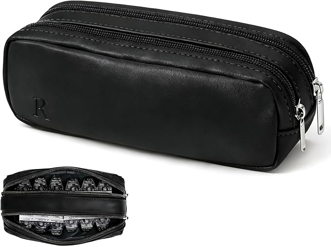 Portable Daily Contact Lens Case Organizer, Traveling Contact Cases Bag with Clearly Labeled R & L, Water-Resistant Disposable Contact Lens Dispenser, Storage up to 60 lenses(Black) by Unknown