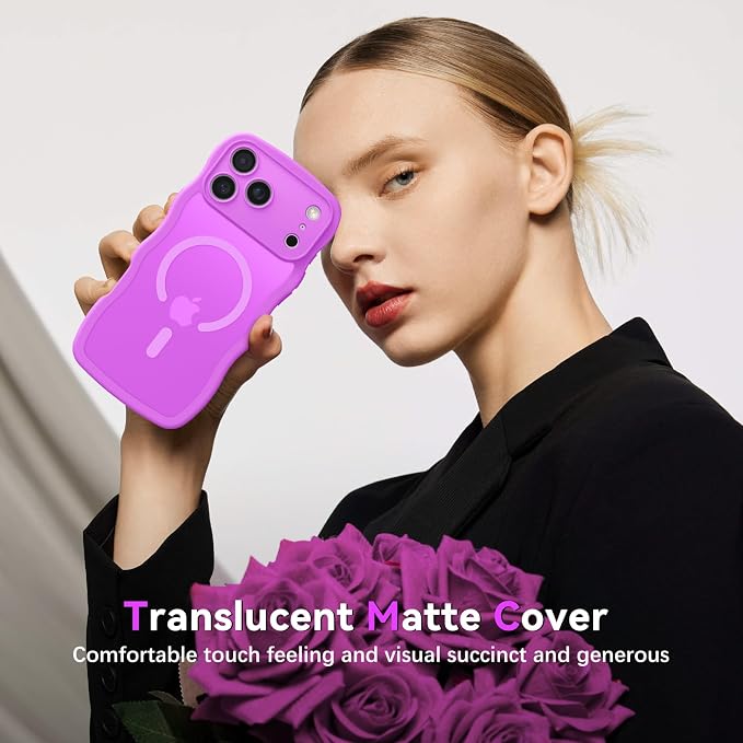 BENTOBEN Magnetic for iPhone 17 Pro Max Case, Cute Wavy [Full Camera Protection][Compatible with MagSafe] Matte Anti-Slip Bumper Women Girls Boys Protective Cover for 17 ProMax 6.9", Berry Purple - Image 7