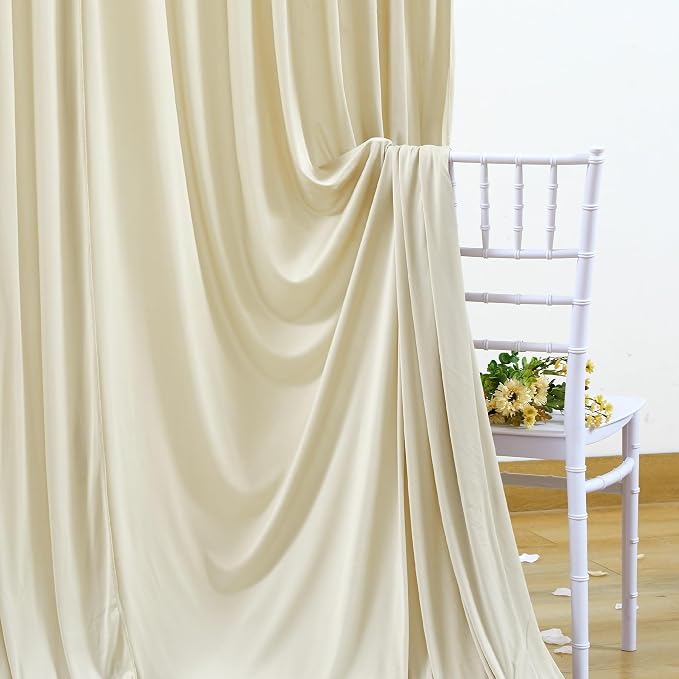 6 Panels Backdrop Curtains for Wedding Party Wrinkle Free Beige Backdrops Curtain Drapes Fabric Decorations Photo Back Drop Cloth for Baby Shower Photography Stage Reception 30ft(W) x 12ft(H) - Image 5
