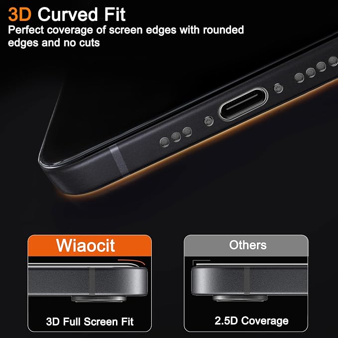 Wiaocit Tempered Glass Privacy Screen Protector for iPhone 16e/iPhone 17e | 3+3 Pack, 9H Hardness, Camera Lens Protector, Installation Frame, Bubble Free, Case Friendly - Image 5