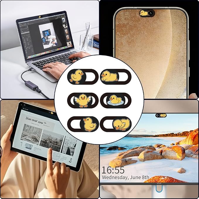 6Pcs 6 Styles Duck Cute Laptop Camera Cover Privacy Guard Accessories, 0.04 Inch Ultra Thin Webcam Cover Slide Protector Blocker for Desktop Computer Tablet Notebook Mini PC Office Use - Image 5