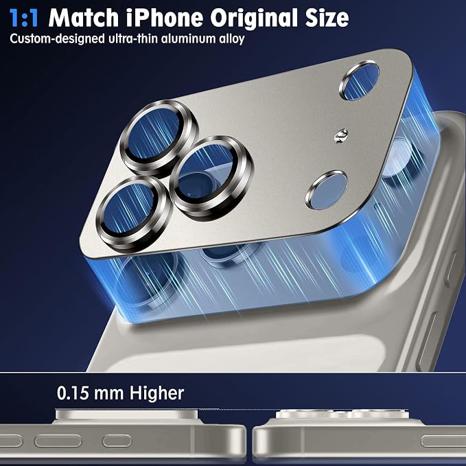 SiHPuoy 2pcs Camera Lens Protector for iPhone 17 Pro, Tempered Glass, Grey | 9H+ Hardness, Military Grade Shatterproof, Anti-Scratch, Case Friendly, HD Metal Camera Cover, Does not Affect Night Shots - Image 4