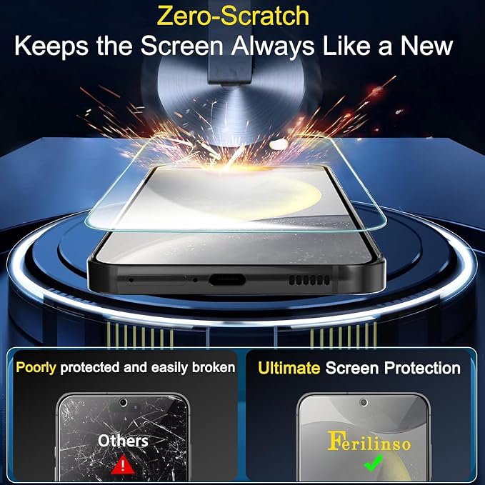 Ferilinso Screen Protector for Samsung Galaxy S24 Plus, Tempered Glass | 3 Pack, 9H+ Military-Grade Shatterproof, HD Clear, Case Friendly, Easy Installation Bubble Free, with Camera Lens Protector - Image 2