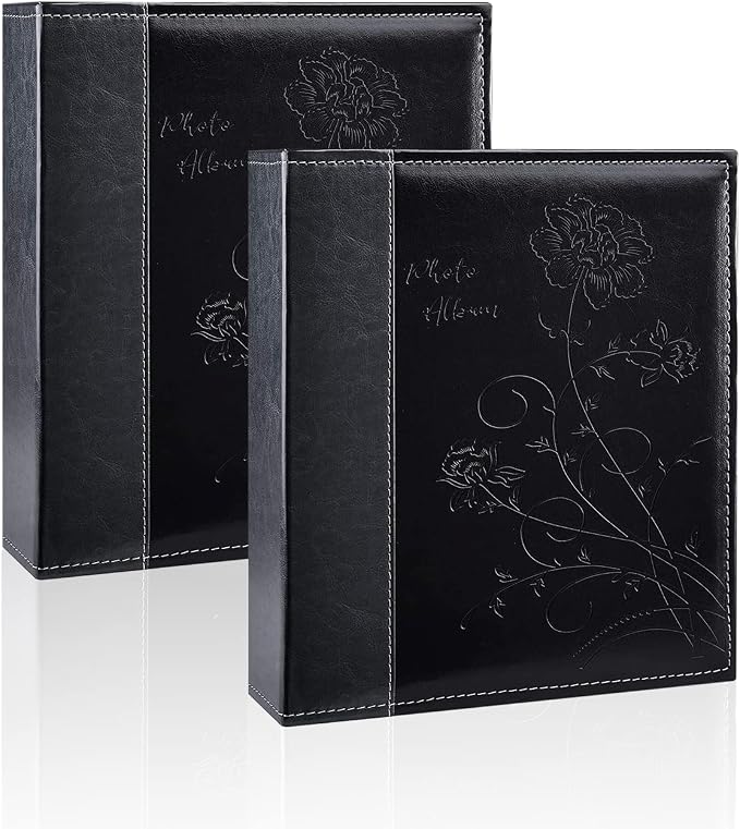 Artmag Photo Album 5x7 2 Packs Clear Pages Pockets Leather Cover Slip Slide in Photo Album Book Each Holds 50 Vertical 5x7 Photos Picture Book for Wedding Family (Black) by Artmag