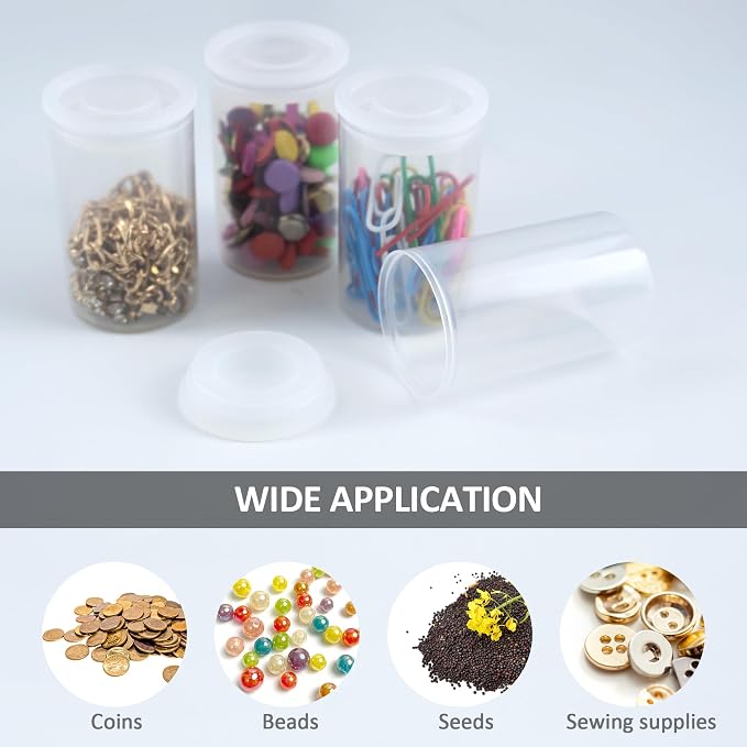 Quacc 12 PCS Film Canisters with Caps, Clear Film Canister for Rockets | Tight Fitting Lid, Sturdy and Reuse, Empty, Plastic Film Canister Case for Science/Art Project, Storage Small Items - Image 3