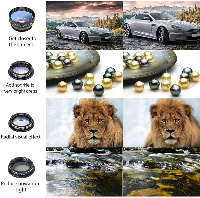 Godefa Phone Camera Lens Kit, 14 in 1 Lenses with Selfie Light for iPhone 14 13 12 11 Xs X Pro Samsung and Other Andriod Smartphone, Universal Clip on Wide Angle+Macro+ Fisheye Camera Lenses - Image 7