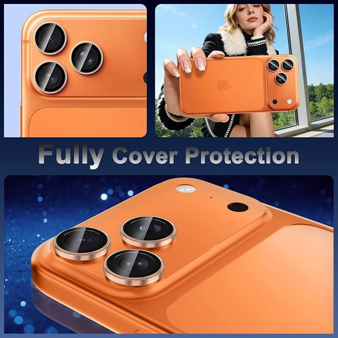 Meshine for iPhone 17 Pro/17 Pro Max Camera Lens Protector,Scratch Proof,Strong Adsorption,9H Hardness with Metal Ring Camera Cover,Ultra Thin Case Friendly, Accessories Lens Protector,Clear - Image 8
