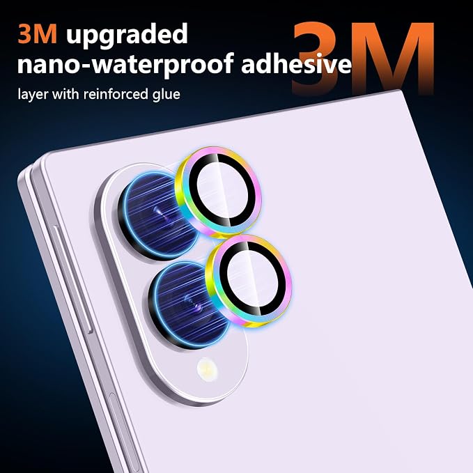 for Samsung Galaxy Z Fold 8 Camera Lens Protector, Individual Metal Ring Tempered Glass Lens Cover, [Strong Adsorption] Scratch Resistant Ultra-Thin HD Clear Lens Cover, 1 Set-Colorful - Image 4