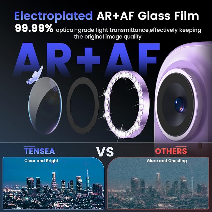 Tensea for iPhone 17 Camera Lens Protector Bling, Camera Screen Cover | Camera Screen Protector, Metal Individual Ring with 9H Tempered Glass for iPhone17, HD Clear, Easy Install, Full Protection - Image 3