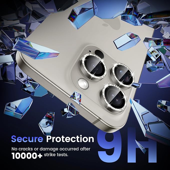 Tensea Camera Lens Protector for iPhone 16 Pro Max/16 Pro/15 Pro Max/15 Pro | Metal Aluminum Alloy Tempered Glass Cover Bling Camera Screen Protector Accessories, Case Friendly - Image 5
