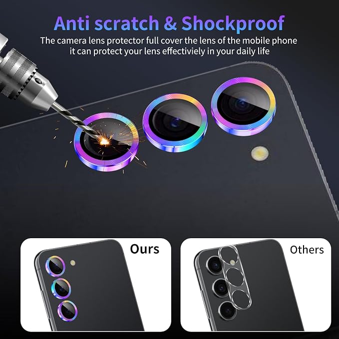 Camera Lens Protector for Samsung Galaxy S23/S23 Plus/S24,1 Pack | Tempered Metal Glass Camera Cover, HD Clear Anti-Scratch Lens Screen Protector Film,Case Friendly,Colorful Titanium - Image 4