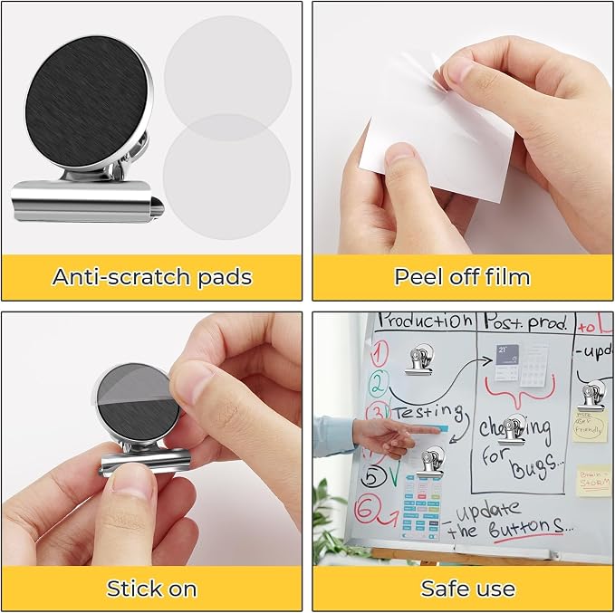 140 Pack Fridge Magnets Refrigerator Magnets; Strong Magnetic Clips Heavy Duty; Detailed List Display Paper Fasteners on Home Office Teaching (Silver) - Image 6