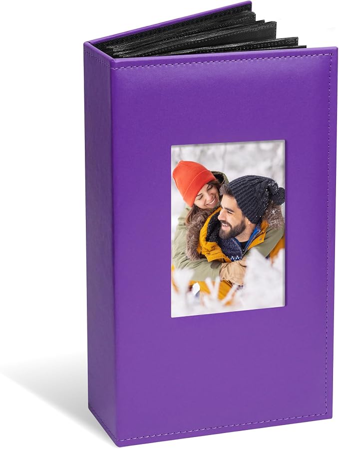 Vienrose Photo Album 4x6 Holds 420 Photos, PU Leather Cover Picture Book with 420 Horizontal Pockets, Slip-in Photo Album for Wedding, Baby Memories, Family, Acid-Free Photo Storage Gift, Purple by Vienrose