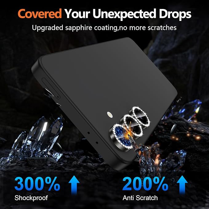 for Samsung Galaxy S24 Plus Camera Lens Protector, Individual Metal Ring Tempered Glass Lens Cover, [Strong Adsorption] Scratch Resistant Ultra-Thin HD Clear Lens Cover, 1 Set-Black Diamond - Image 4