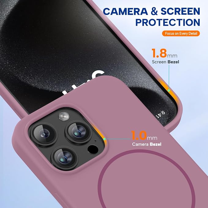miracase Magnetic for iPhone 15 Pro Max Case, [Soft Anti-Scratch Microfiber Lining], Compatible with MagSafe, Liquid Silicone Case Shockproof Drop Protection Phone Case for 15 ProMax, Blackcurrant - Image 4
