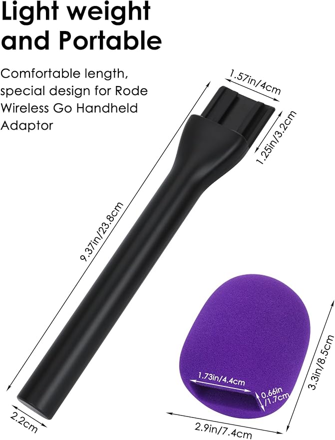SUNMON Handheld Mic Stand for Rode Wireless Mic with Pop Filter(Purple), Holder for Rode Go 2/Wireless Pro, Interview Microphone Adapter Handheld for Wireless Go/Wireless ME - Image 3