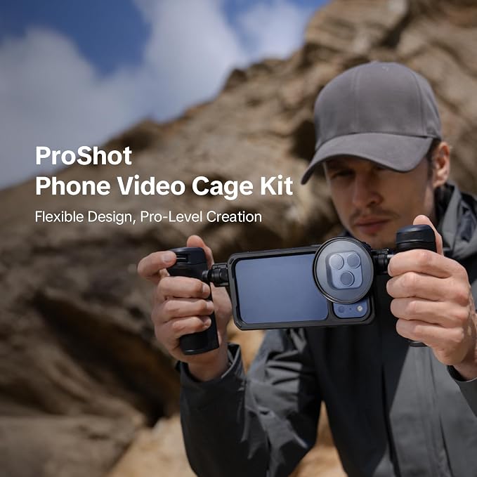PGYTECH ProShot Phone Video Cage for iPhone 17 Pro Max, Dual Handheld Kit | Phone Rig with Wireless Bluetooth &Quick Release Handle Grip, Aluminum Phone Cage with 67mm Filter Ring for Live Streaming - Image 3