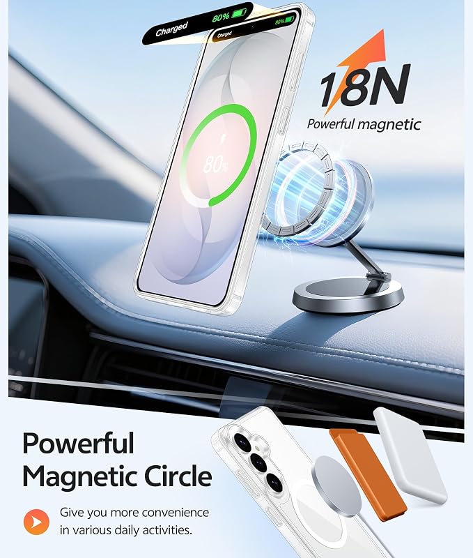FNTCASE for Samsung Galaxy S26 Plus Case, Fit for Magsafe, Screen Protector | Clear Anti Yellowing Magnetic Back, 14FT Military Grade Drop Protection, Shockproof Protective Phone Cover, Transparent - Image 3