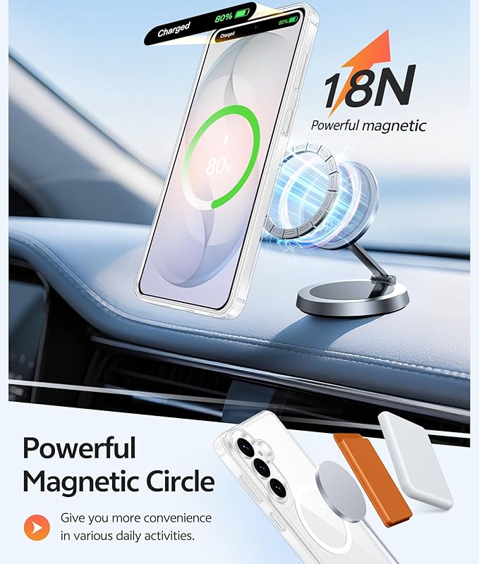 FNTCASE for Samsung Galaxy S26 Case, Fit for Magsafe, with Screen Protector | Clear Anti Yellowing Magnetic Back, 14FT Military Grade Drop Protection, Shockproof Protective Phone Cover, Transparent - Image 3