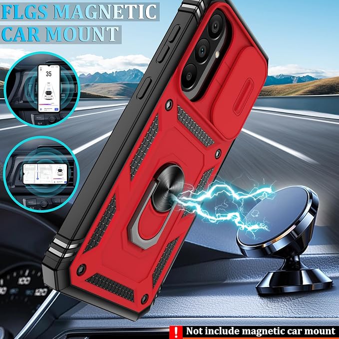 Gritup for Samsung A56 Case: Case Samsung-A56 with 2*Screen Protector, Magnetic Stand & Slide Camera Cover, Shock Proof Military-Grade Funda para Galaxy A 56 Cover, Red+Black - Image 6
