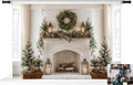 Kate Christmas Backdrops White Theme Fireplace Xmas Backdrop Family Holiday Party Decoration Props, 7x5ft by KateBackdropforPhotography