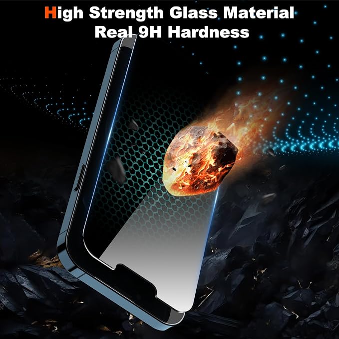 YMHML 2 Pack for iPhone 12 Pro Max Privacy Screen Protector Tempered Glass, Anti Spy Privacy Screen for iPhone 12 Pro Max Accessories, Case Friendly Private Film - Image 3