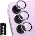 for Samsung Galaxy A35 5G Camera Lens Protector, Individual Metal Ring Tempered Glass Lens Cover, [Strong Adsorption] Scratch Resistant Ultra-Thin HD Clear Lens Cover, 1 Set-Purple Sparkly by Btscase