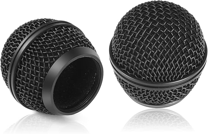 Facmogu 4PCS SM58 Mic Grill Replacement, Microphone Ball Head Mesh Grill | Black Brushed Nickel Replacement Microphone Grille Head | With Inner Foam | Compatible with SM58 SM58S SM58LC BETA58 BETA58A - Image 2