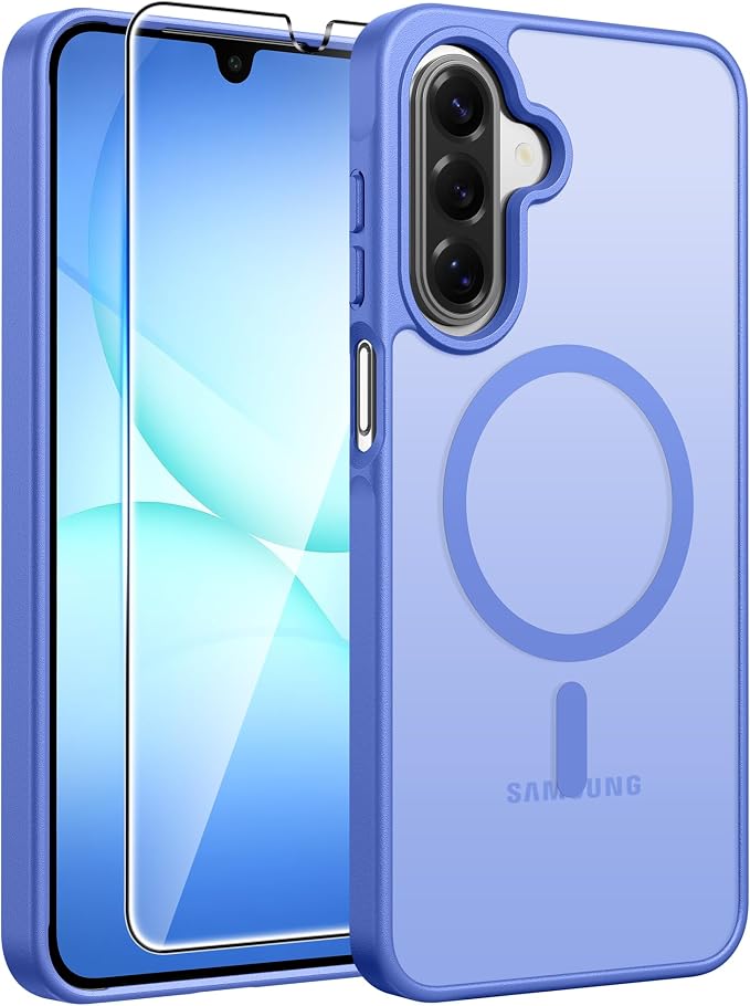 FNTCASE for Galaxy A17/A16 5G Phone Case, Fit for Magsafe, Screen Protector | Translucent Matte, 14FT Military Grade Drop Protection, Slim Shockproof Protective, for Samsung A 17 A 16 Cover, Ultramarine by FNTCASE