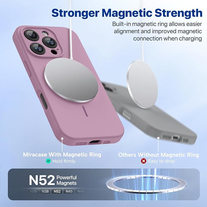 miracase Magnetic for iPhone 16 Pro Max Case, [Soft Anti-Scratch Microfiber Lining], Compatible with MagSafe, Liquid Silicone Case Shockproof Drop Protection Phone Case for 16 ProMax,Blackcurrant | Compatible with MagSafe, Soft Microfiber Lining, Premi... - Image 4