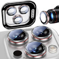 Uyiton for iPhone 17/16/15/14 (Pro Max & Pro) Camera Lens Protector | Unique Lines Text Design, Case-Friendly, Military-Grade Sapphire Glass Metal Camera, Easy to Install, Gearwheel Silver+Red by Uyiton