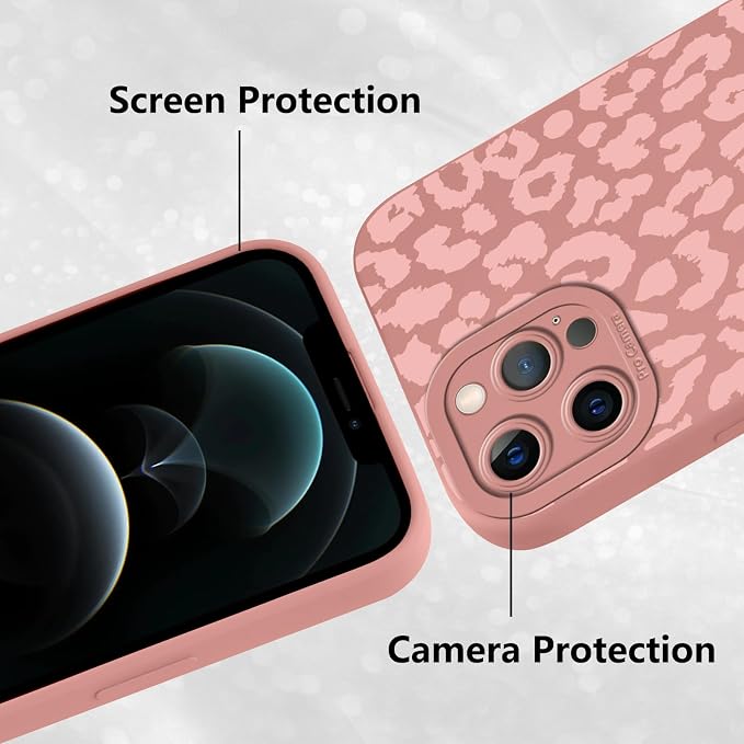 Cute Pink Cheetah Print Phone Case for iPhone 12 Pro 6.1" | Aesthetic Leopard Pattern Design Cover Full Camera Lens Protective Shockproof Soft Slim TPU Funda for Women Girls - Image 5
