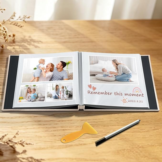 Large Photo Album Self Adhesive Scrapbook Album for 4x6 5x7 8x10 Pictures DIY Photo Book as Scrapbooking Supplies Kits, Birthday Gifts for Women Mom Wedding Baby Family Travel - Image 3