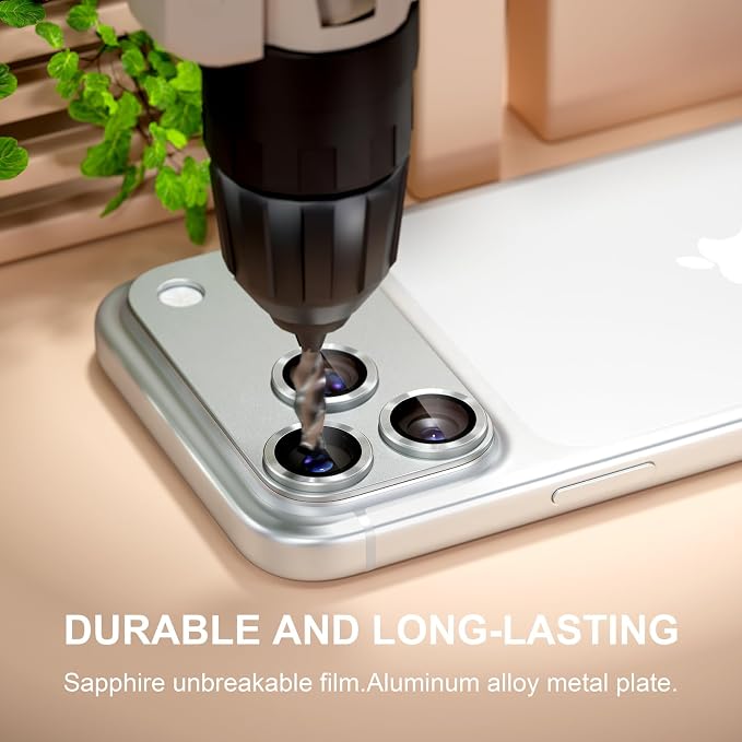 for iPhone 17 Pro Camera Lens Protector, Silver | [Military Grade Shatterproof] [Strong Adsorption] [Case Friendly] Matte Metal Tempered Glass Camera Screen Cover Accessories - Image 4