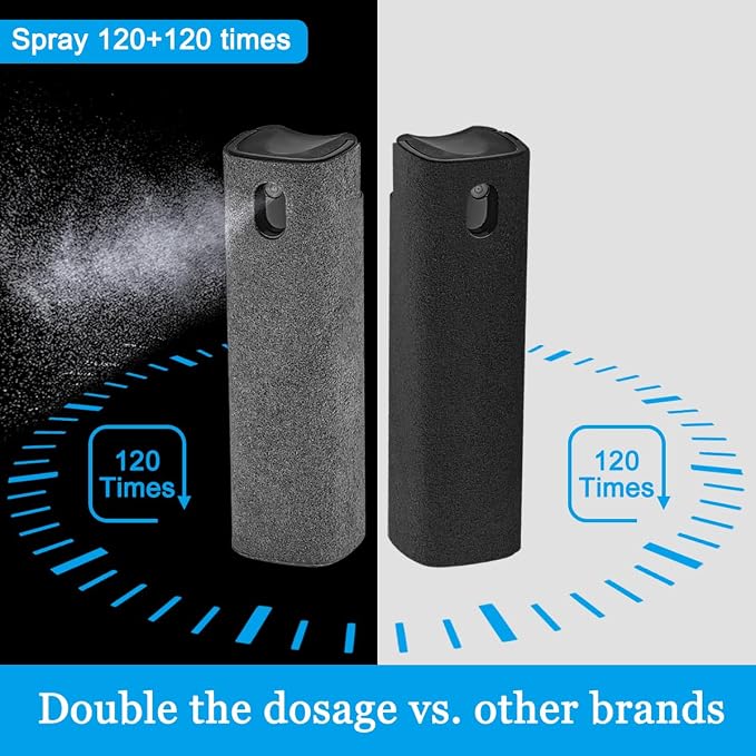2 Pack Screen Cleaner Spray and Wipe for Laptop Monitor and Car Screens, Phone Touchscreen Mist Cleaning Kit for Cellphone, Tablet, PC, Computer, LCD, Eyeglass, iPhone, iPad, Mac Pro - Black and Grey - Image 5