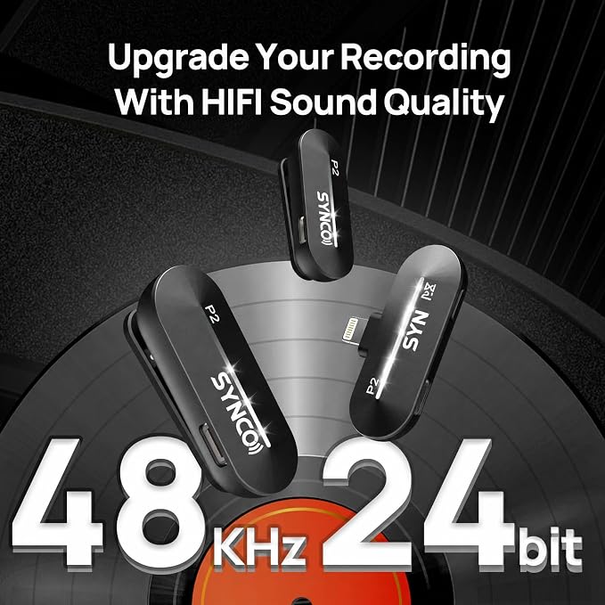 SYNCO Wireless Microphone for iPhone, Mini Clip-On Lapel Mic with Noise Cancellation, 150m Transmission Range, External Mic for Vlogging, TikTok, YouTube, Compatible with iOS Devices - Image 4